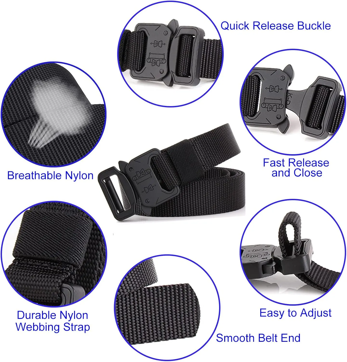 1 inch Tactical Belt for Men, Military Nylon Web Work Belts, Quick Release Buckle Belts