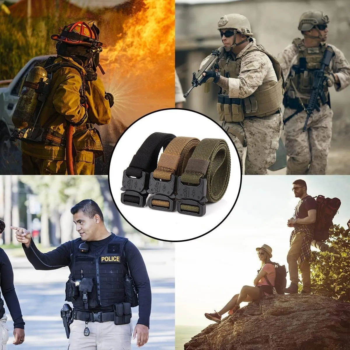 1 inch Tactical Belt for Men, Military Nylon Web Work Belts, Quick Release Buckle Belts