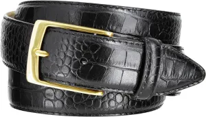 AE354 / A274 Genuine Full-Grain Cowhide Leather Dress Belt Gold Buckle 1-3/8''(35mm) Wide, 1"(25mm) Wide