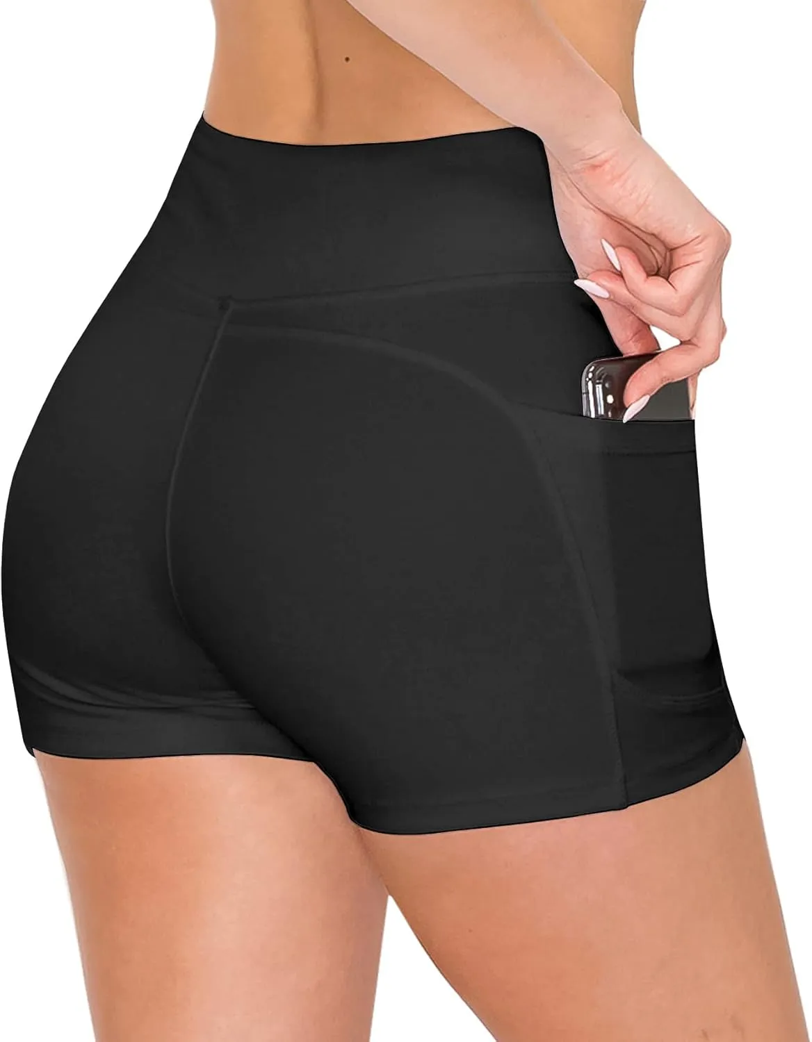 ALWAYS Women's Bike Shorts with Pockets - High Waist Compression Running Workout Athletic Yoga Shorts