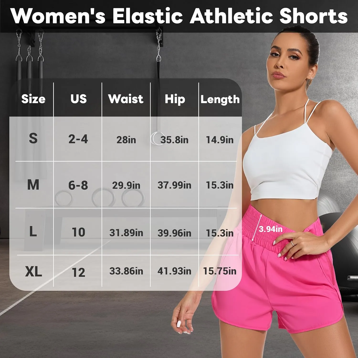Ammiko Women's Athletic Shorts High Waist Elastic Running Shorts Zipper Pocket Quick Dry Casual Workout Shorts Liner