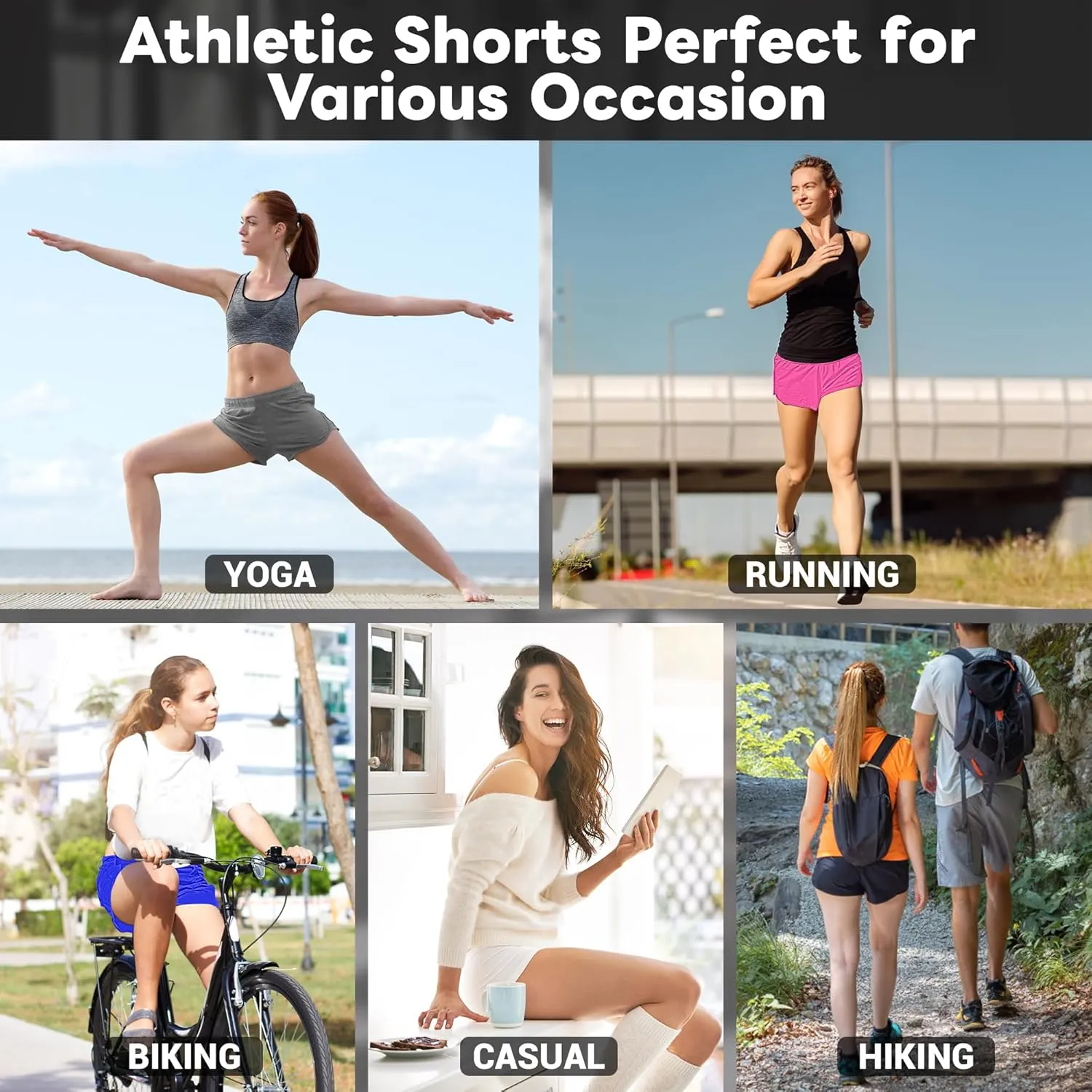 Ammiko Women's Athletic Shorts High Waist Elastic Running Shorts Zipper Pocket Quick Dry Casual Workout Shorts Liner