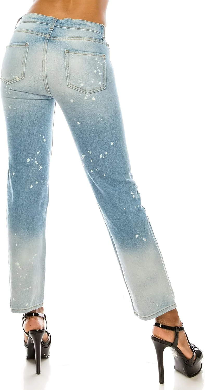 Aphrodite Boyfriend Jeans for Women - Relaxed fit Hand Sanding Stretch Fashion Distressed Ripped Denim Pants