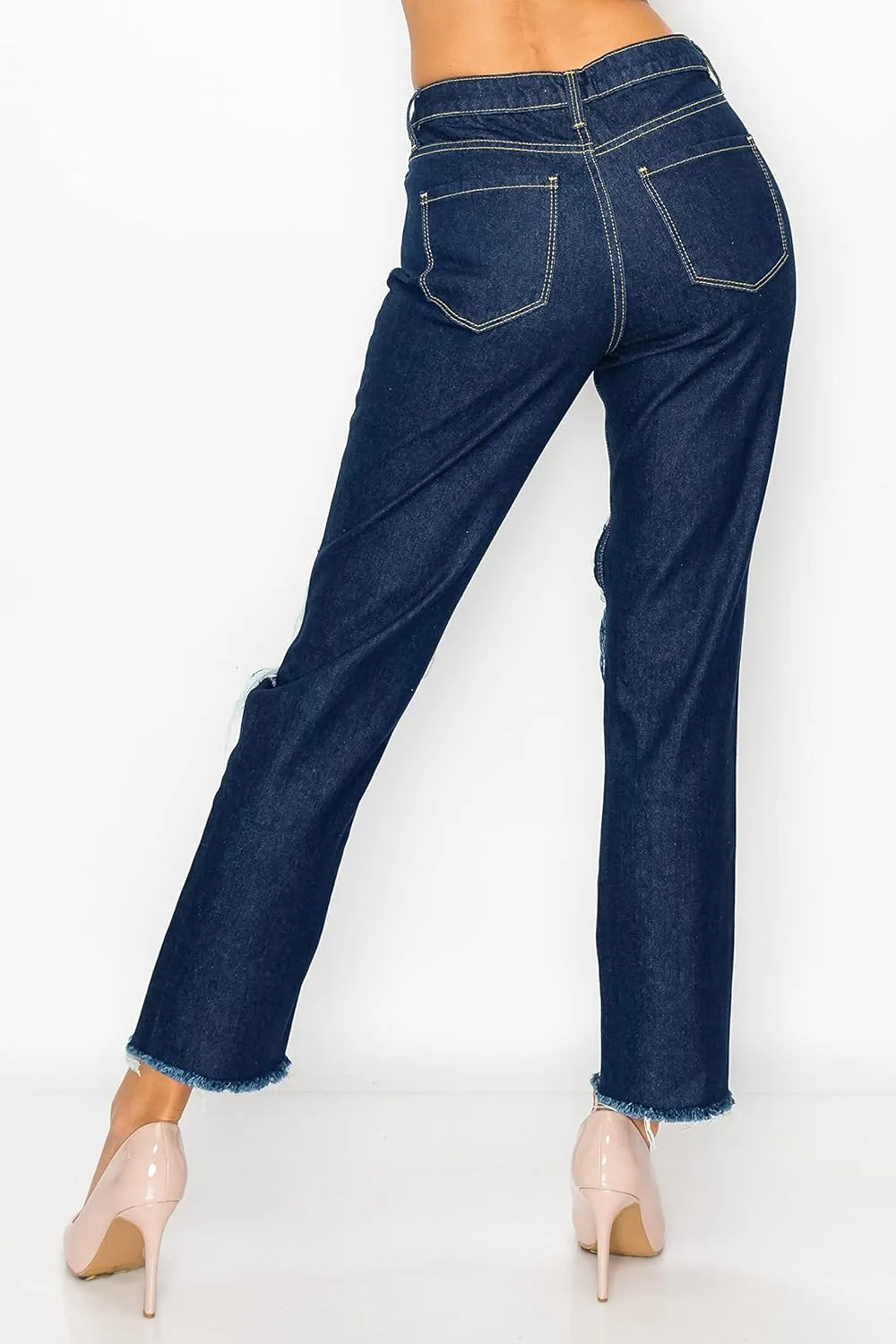 Aphrodite Boyfriend Jeans for Women - Relaxed fit Hand Sanding Stretch Fashion Distressed Ripped Denim Pants