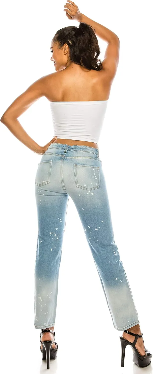 Aphrodite Boyfriend Jeans for Women - Relaxed fit Hand Sanding Stretch Fashion Distressed Ripped Denim Pants