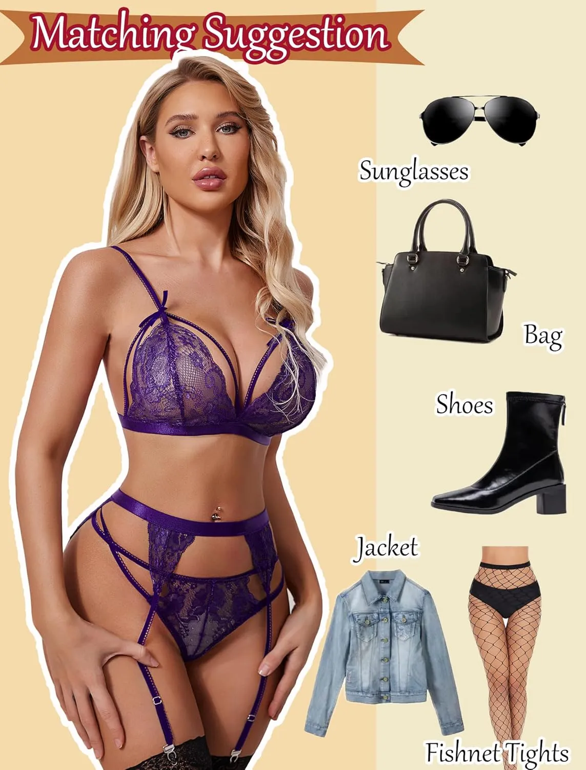 Avidlove Women Lingerie Set Lace Teddy Strap Babydoll Bodysuit with Garter Belts