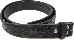 BC Belts Womens Leather Belt Strap with Embossed Western Scrollwork 1.25" Wide with Snaps