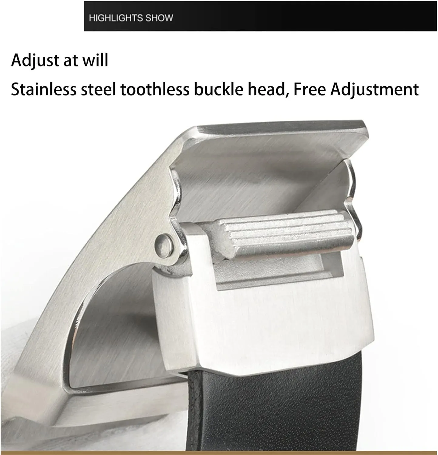 Belts for Men,Men's Real Leather Ratchet Dress Casual Belt, Stainless Steel Buckle, Elegant Gift Box,Black,110CM/43.3''