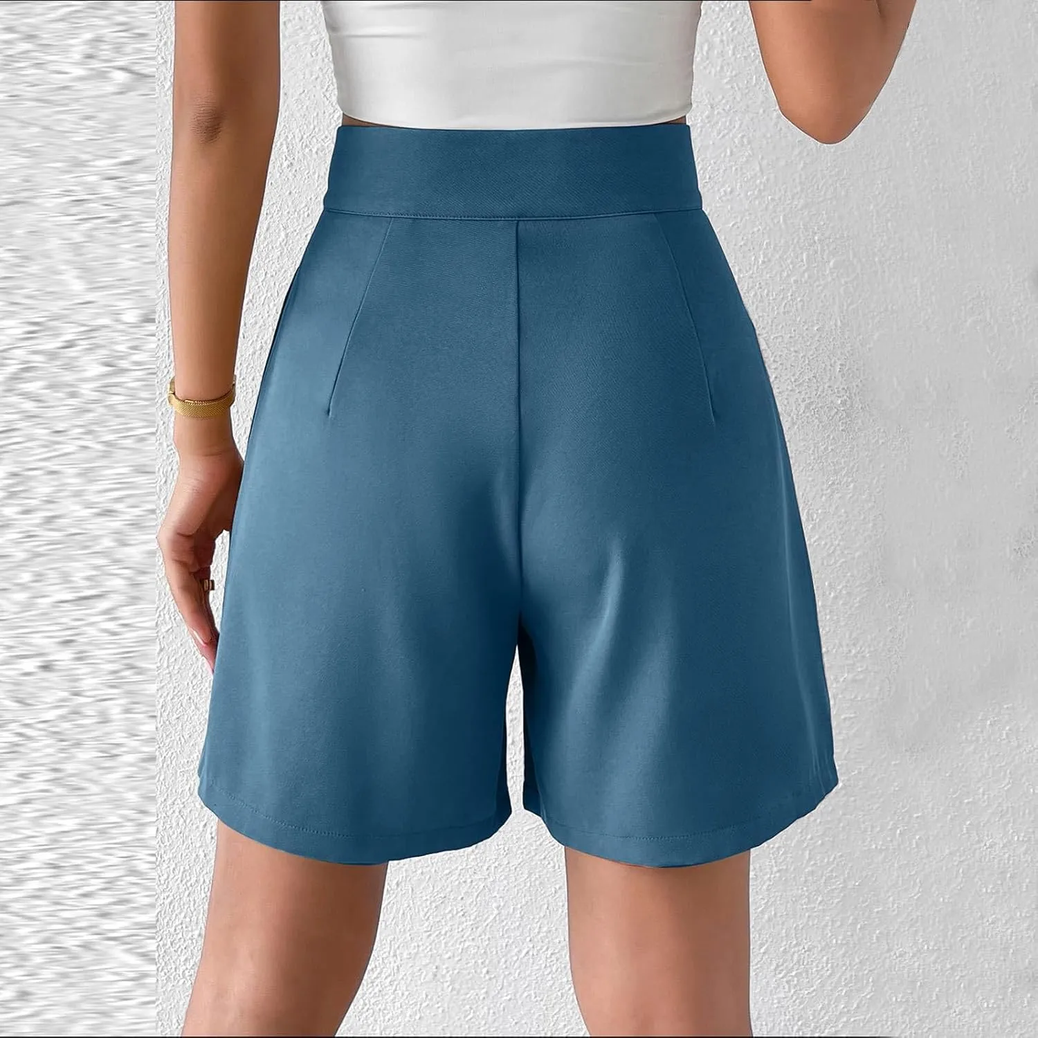 Bermuda Wide Leg Shorts Casual Summer Loose Fit Elastic High Waisted Shorts Comfy Lightweight Lounge Shorts