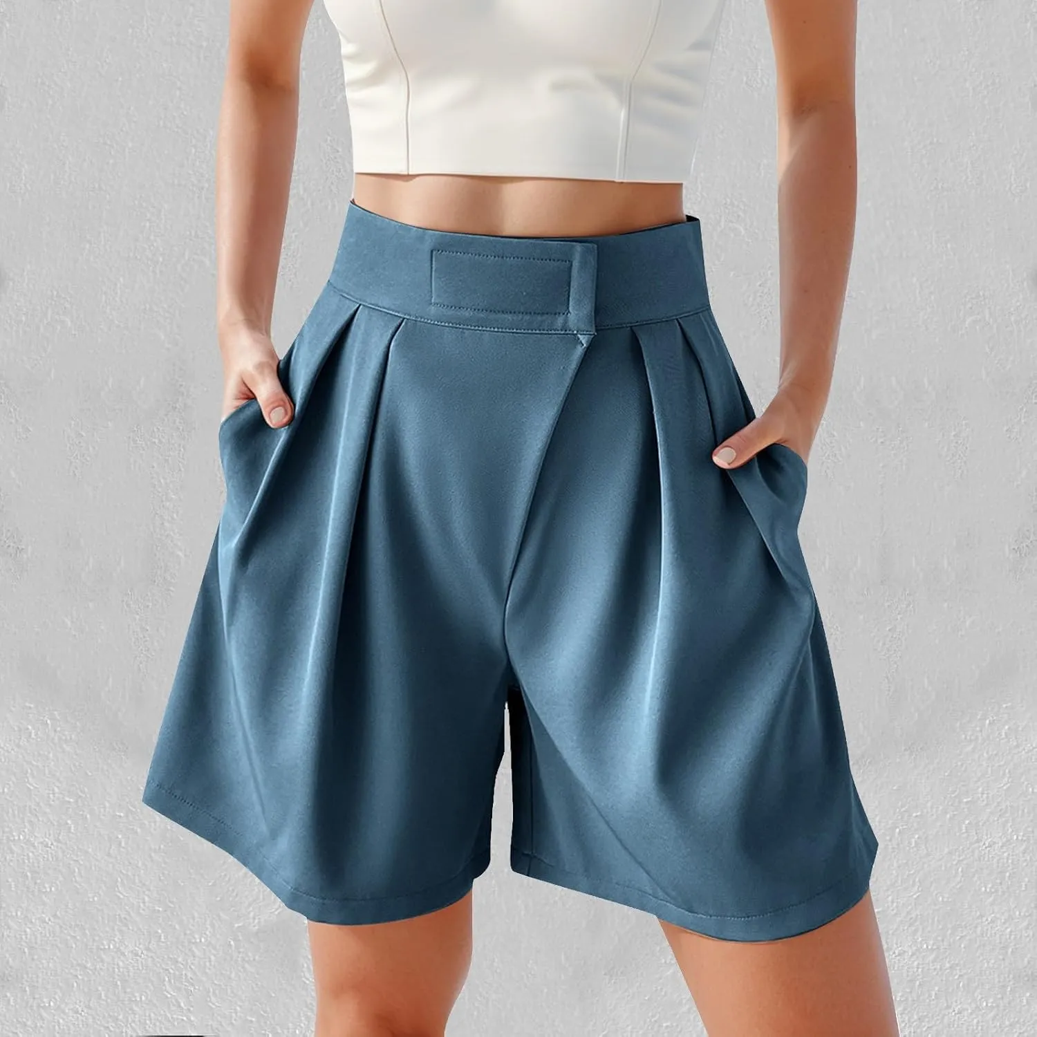 Bermuda Wide Leg Shorts Casual Summer Loose Fit Elastic High Waisted Shorts Comfy Lightweight Lounge Shorts