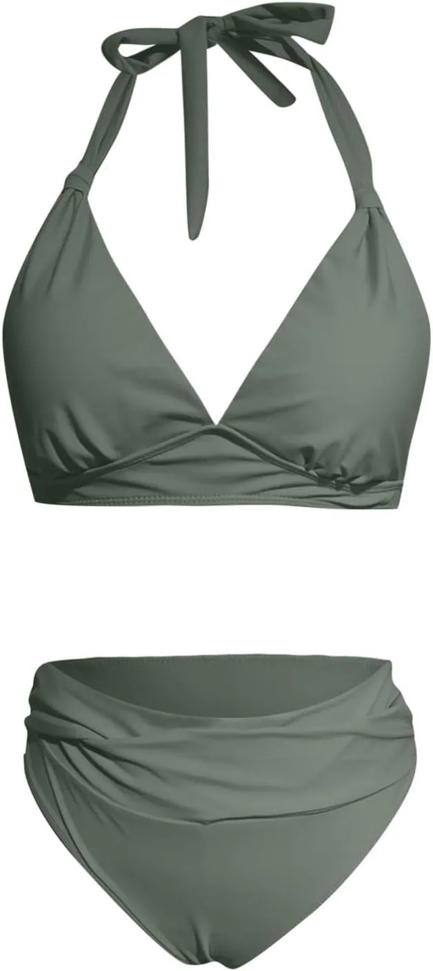 Bikini Sets for Women Two Piece Bathing Suits Push up Wrap Swim Suits Tummy Control Bathing Suit Halter Swimsuit