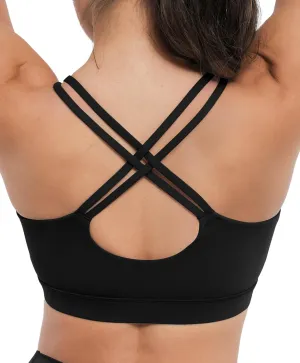 BRXL Strappy Sports Bras for Women High Support Criss-Cross Back Padded Sports Bra with Removable Cups