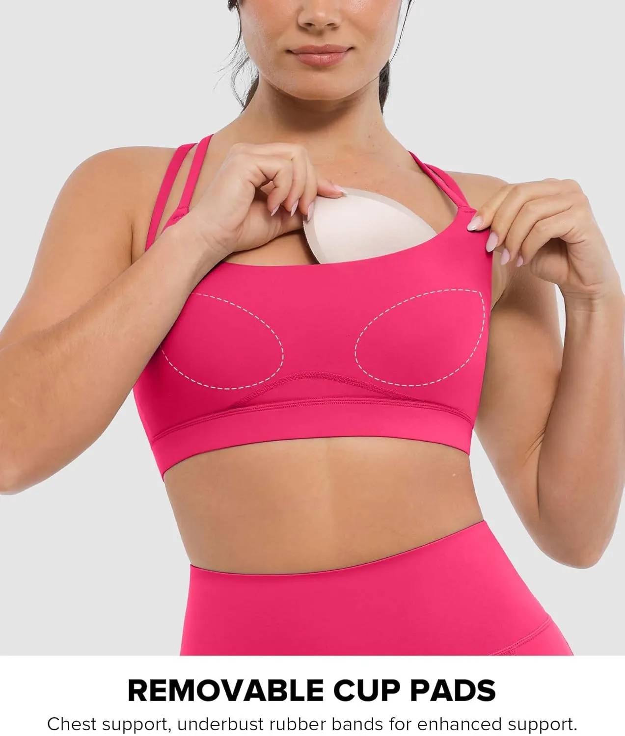 BRXL Strappy Sports Bras for Women High Support Criss-Cross Back Padded Sports Bra with Removable Cups