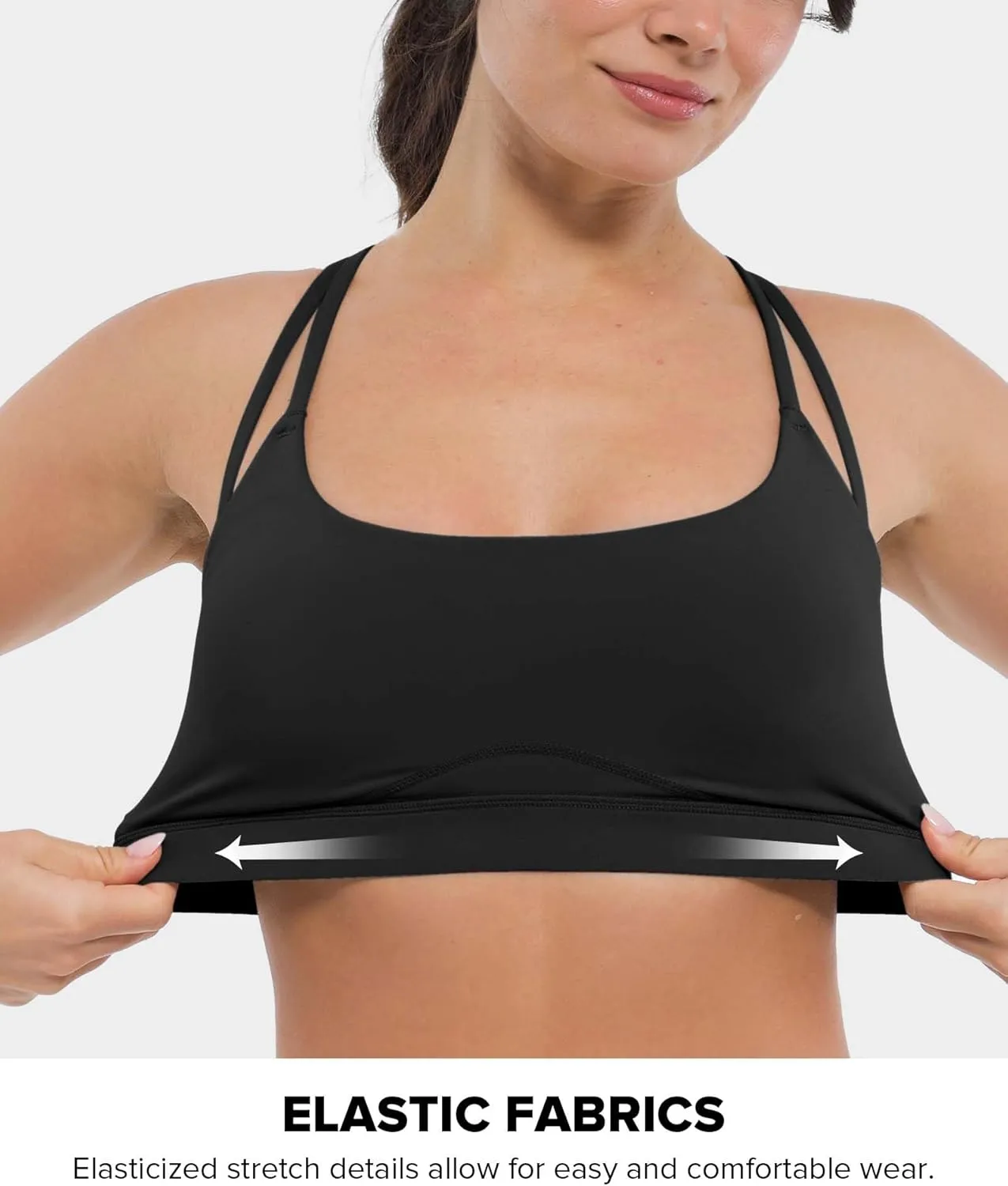 BRXL Strappy Sports Bras for Women High Support Criss-Cross Back Padded Sports Bra with Removable Cups