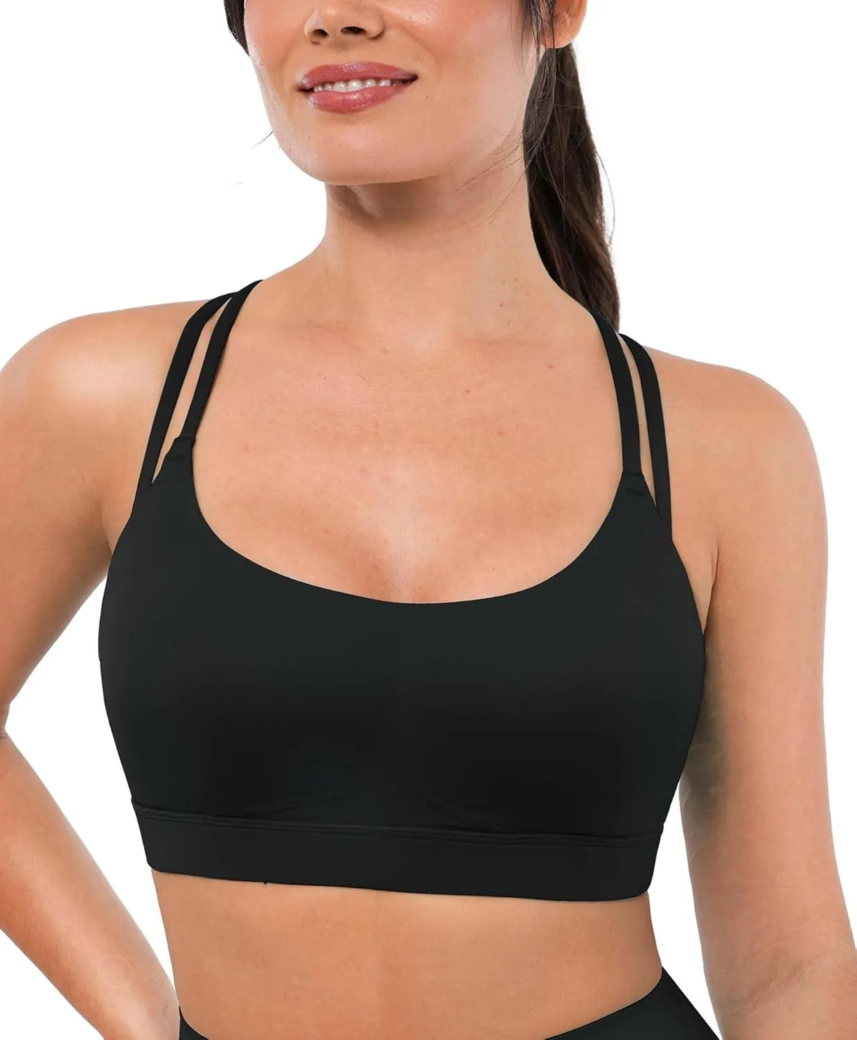 BRXL Strappy Sports Bras for Women High Support Criss-Cross Back Padded Sports Bra with Removable Cups