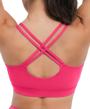 BRXL Strappy Sports Bras for Women High Support Criss-Cross Back Padded Sports Bra with Removable Cups