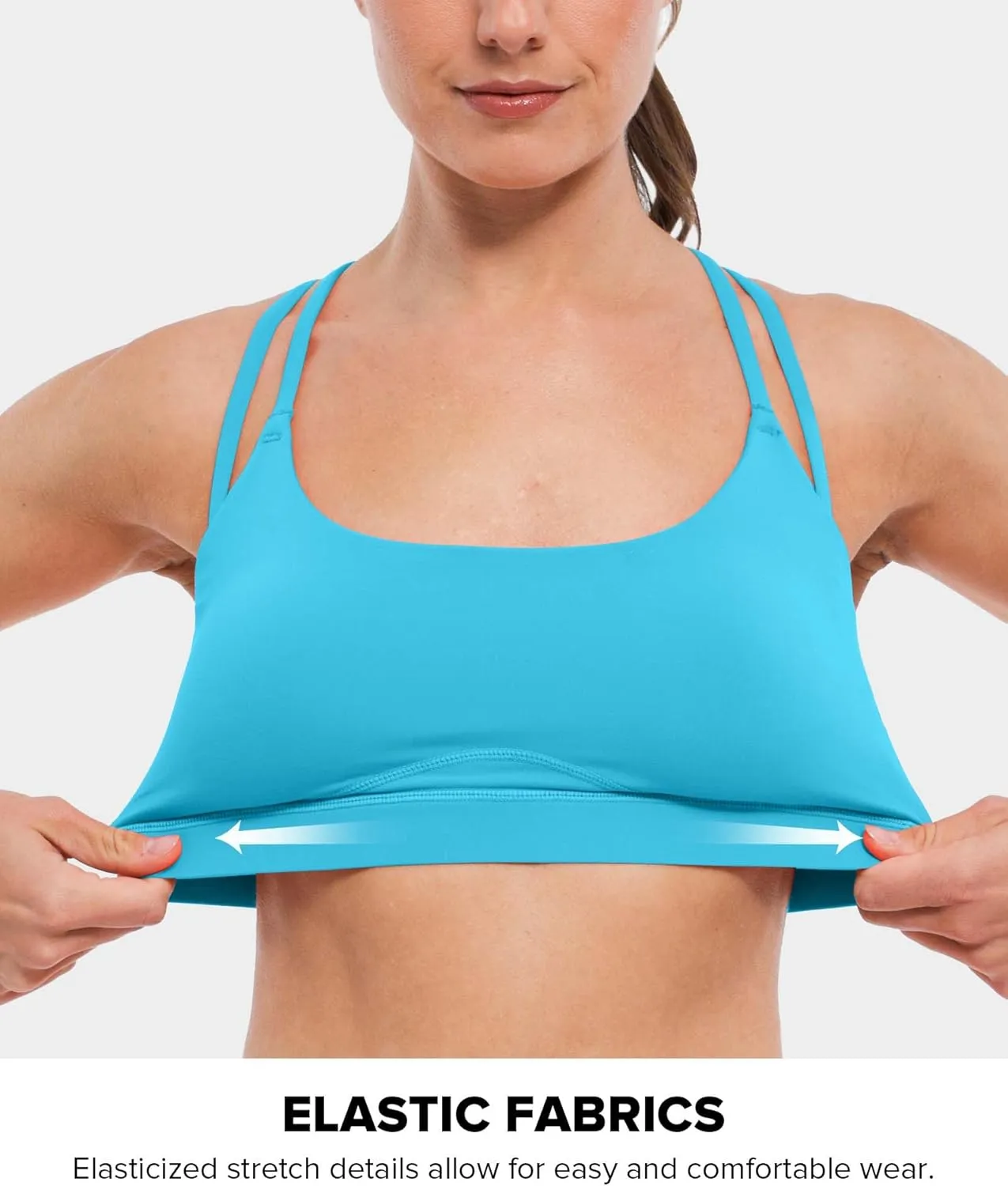 BRXL Strappy Sports Bras for Women High Support Criss-Cross Back Padded Sports Bra with Removable Cups