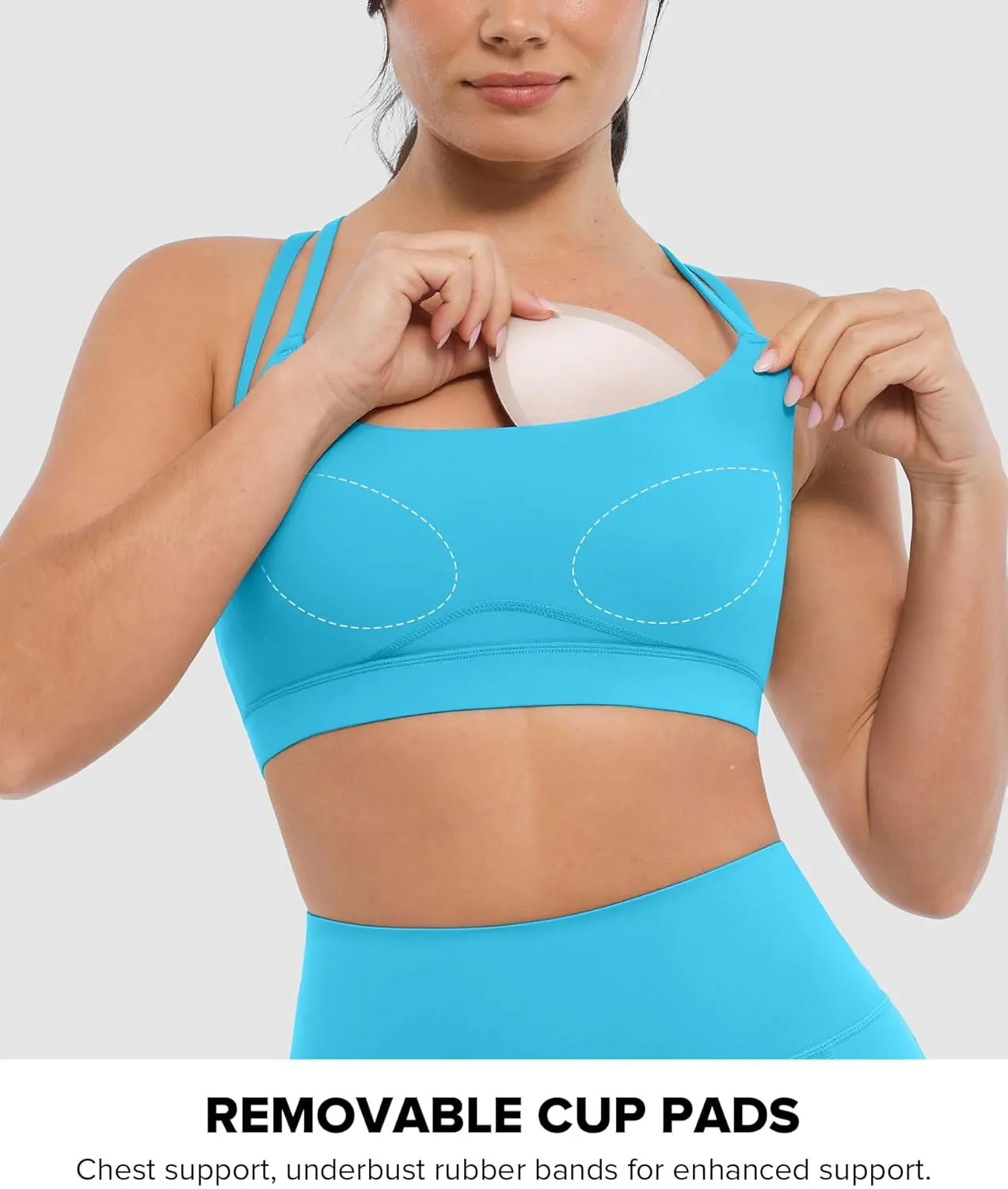 BRXL Strappy Sports Bras for Women High Support Criss-Cross Back Padded Sports Bra with Removable Cups