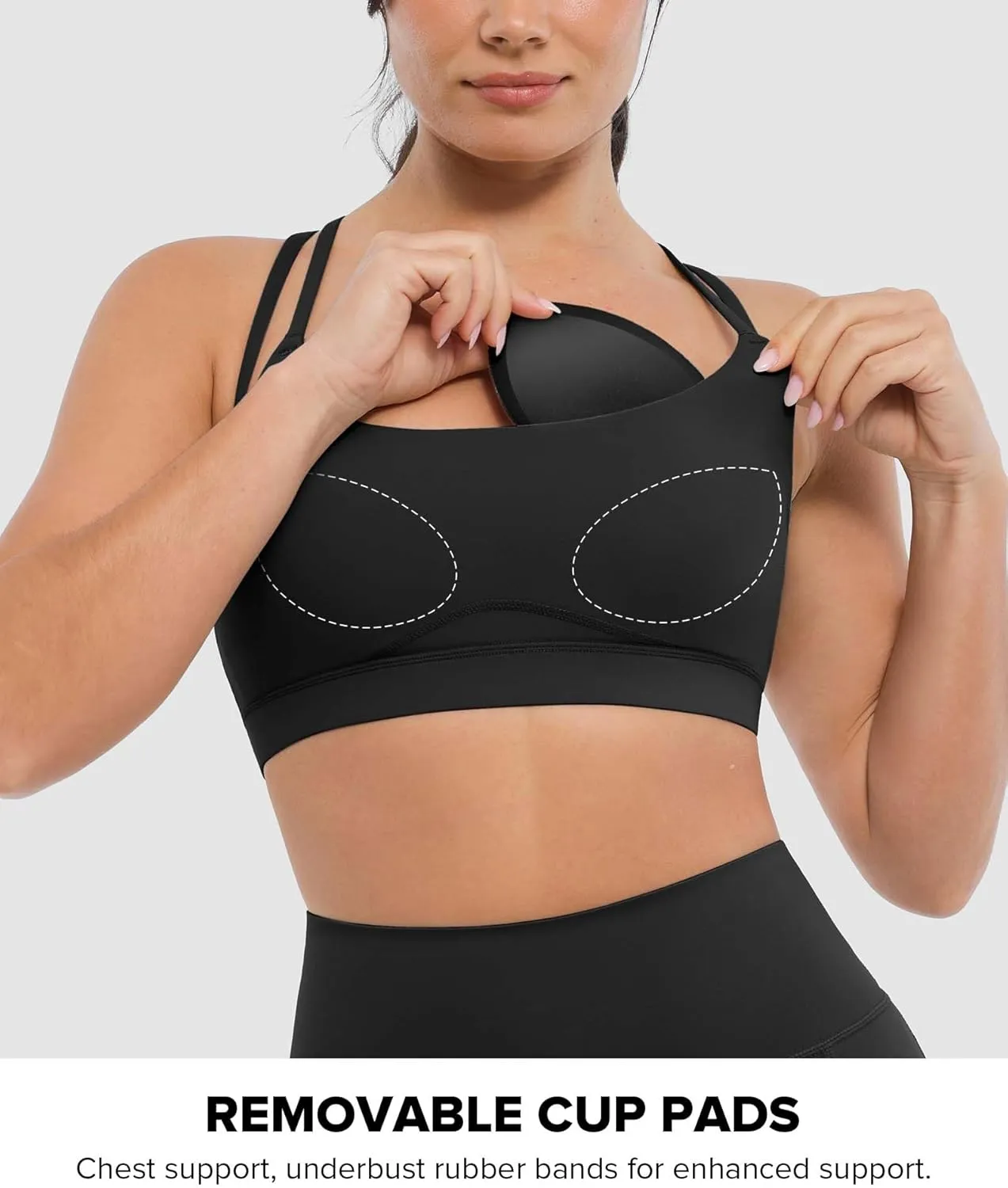 BRXL Strappy Sports Bras for Women High Support Criss-Cross Back Padded Sports Bra with Removable Cups