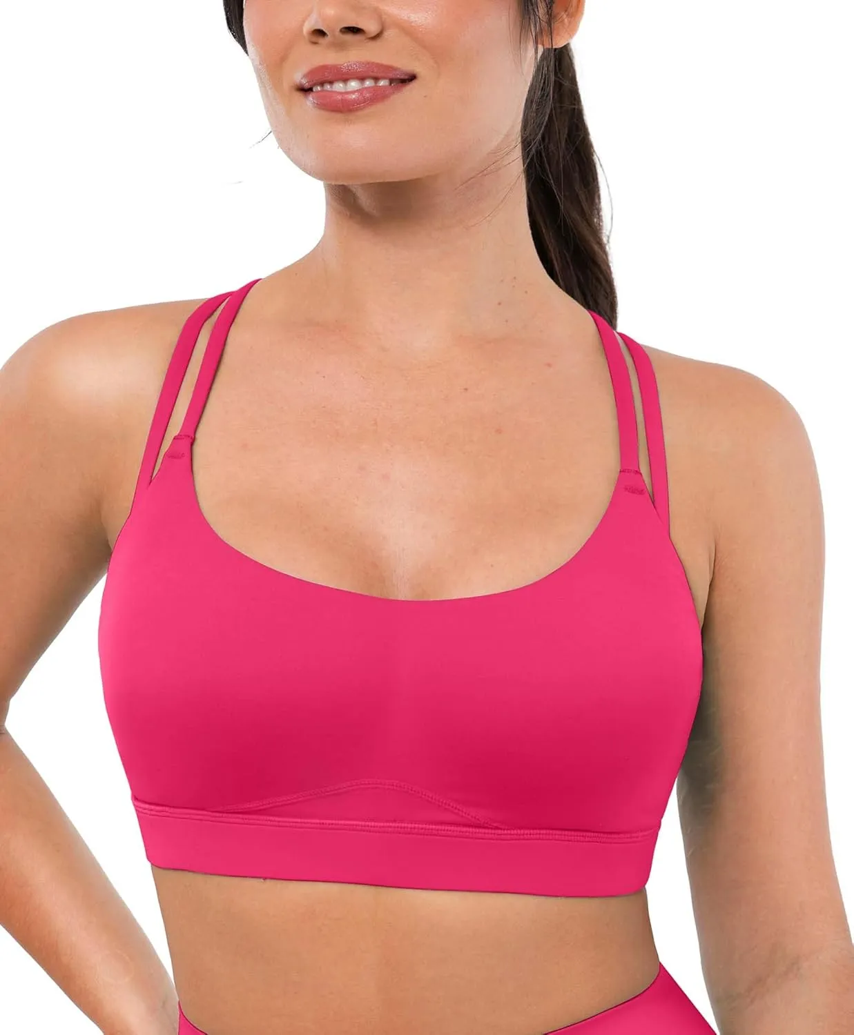BRXL Strappy Sports Bras for Women High Support Criss-Cross Back Padded Sports Bra with Removable Cups