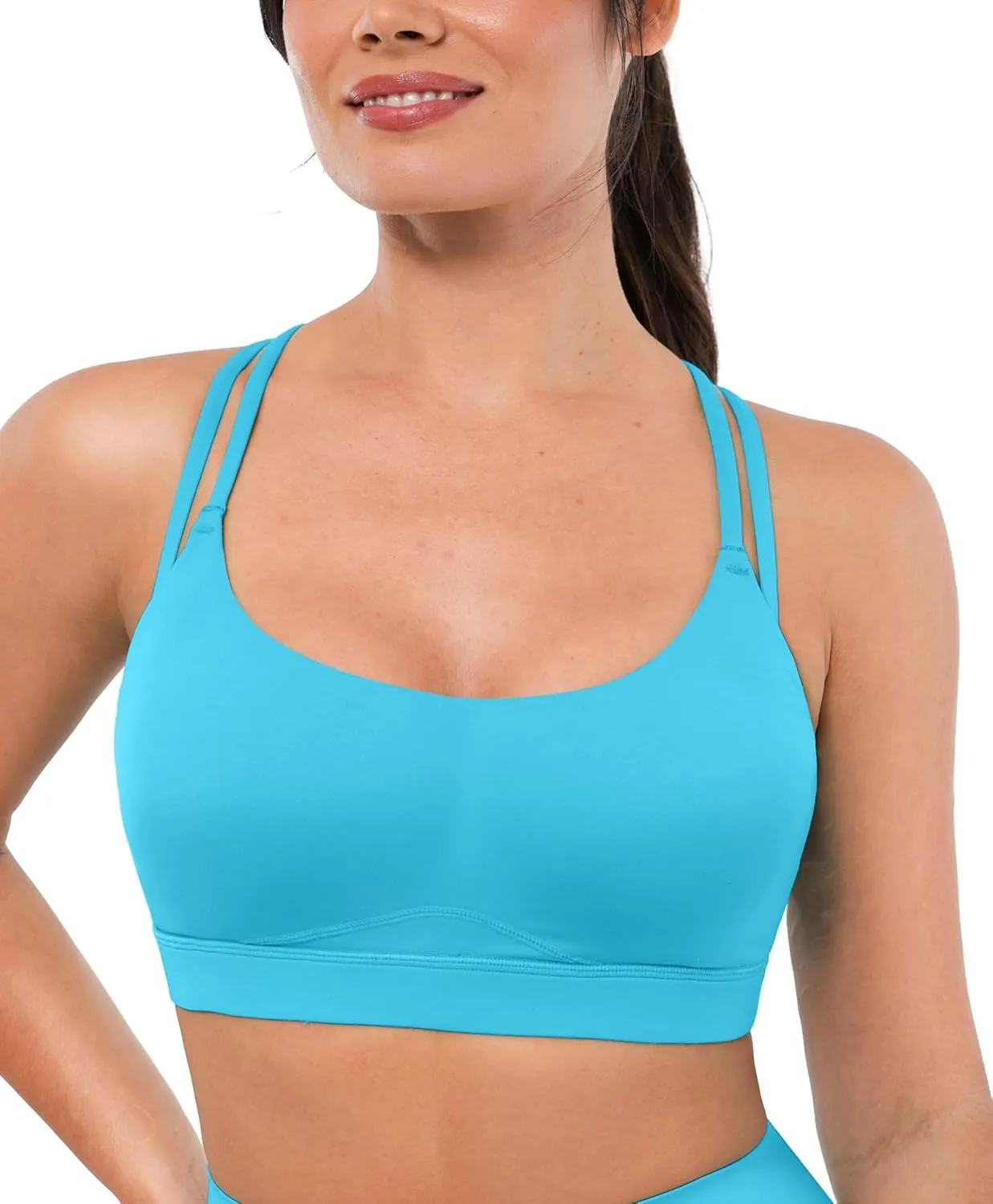 BRXL Strappy Sports Bras for Women High Support Criss-Cross Back Padded Sports Bra with Removable Cups