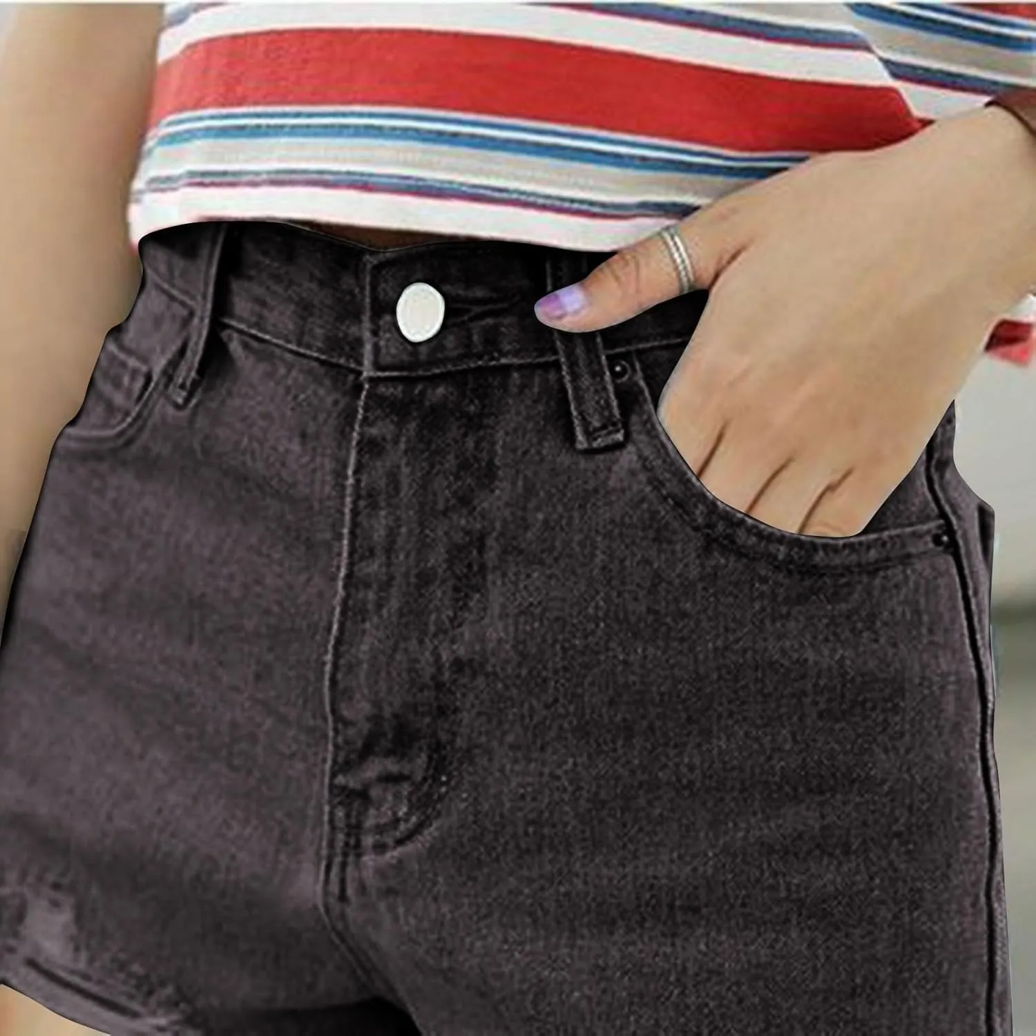 BTDECLAR Women's High Waisted Jean Shorts Ripped Stretchy Casual Summer Cutoff Shorts Distressed Frayed Raw Hem Denim Shorts