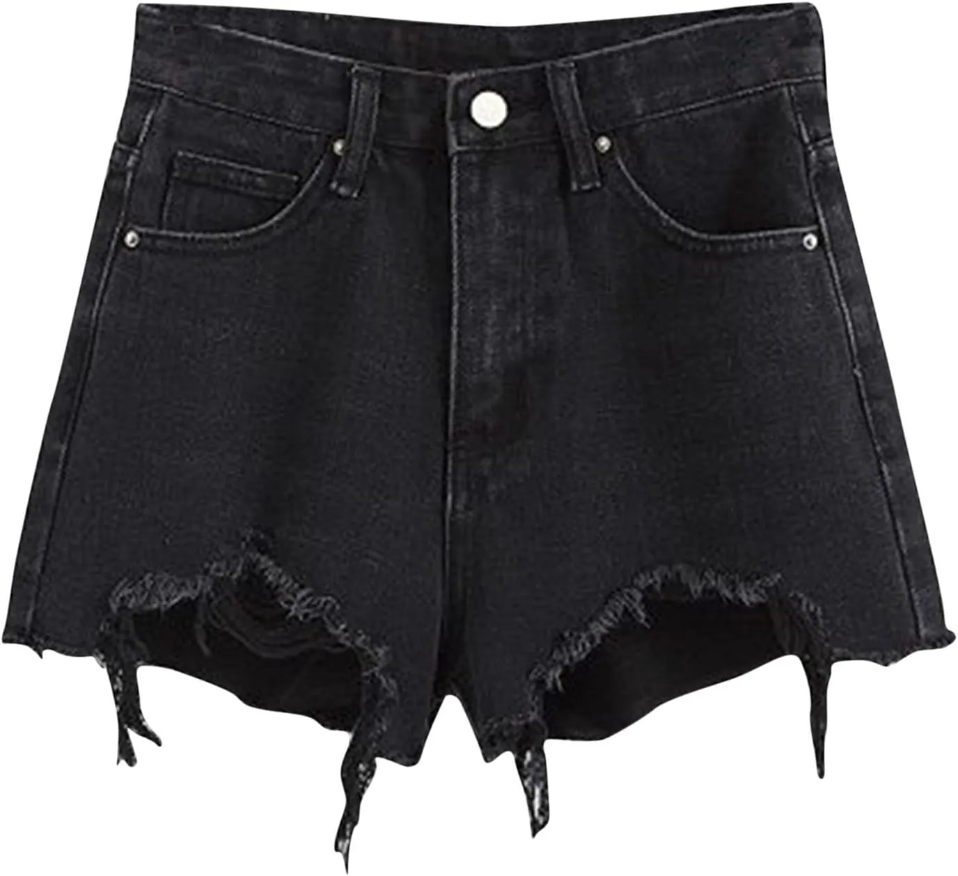 BTDECLAR Women's High Waisted Jean Shorts Ripped Stretchy Casual Summer Cutoff Shorts Distressed Frayed Raw Hem Denim Shorts