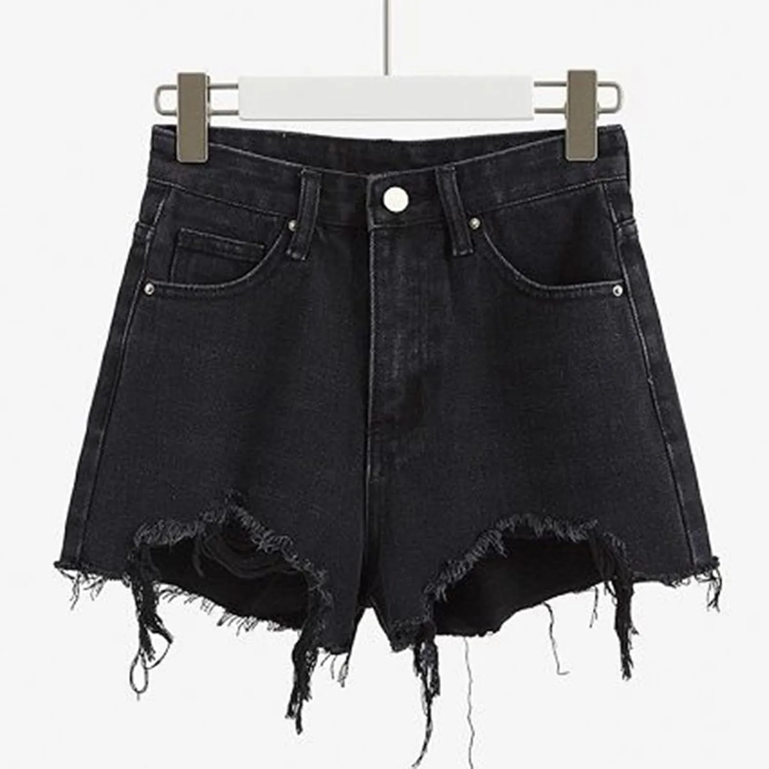 BTDECLAR Women's High Waisted Jean Shorts Ripped Stretchy Casual Summer Cutoff Shorts Distressed Frayed Raw Hem Denim Shorts