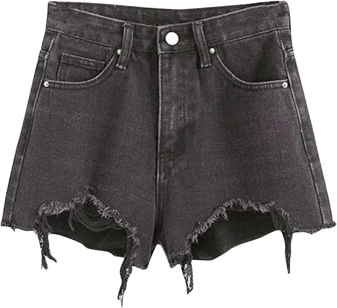 BTDECLAR Women's High Waisted Jean Shorts Ripped Stretchy Casual Summer Cutoff Shorts Distressed Frayed Raw Hem Denim Shorts