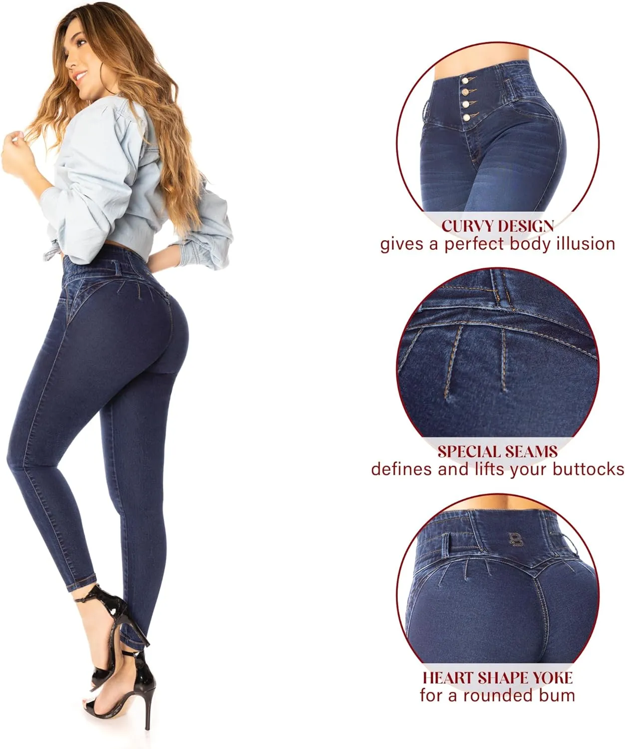 Bula, High Waist Butt Lifting Skinny Jeans - Shape wear Pantalones Colombianos Levanta Cola