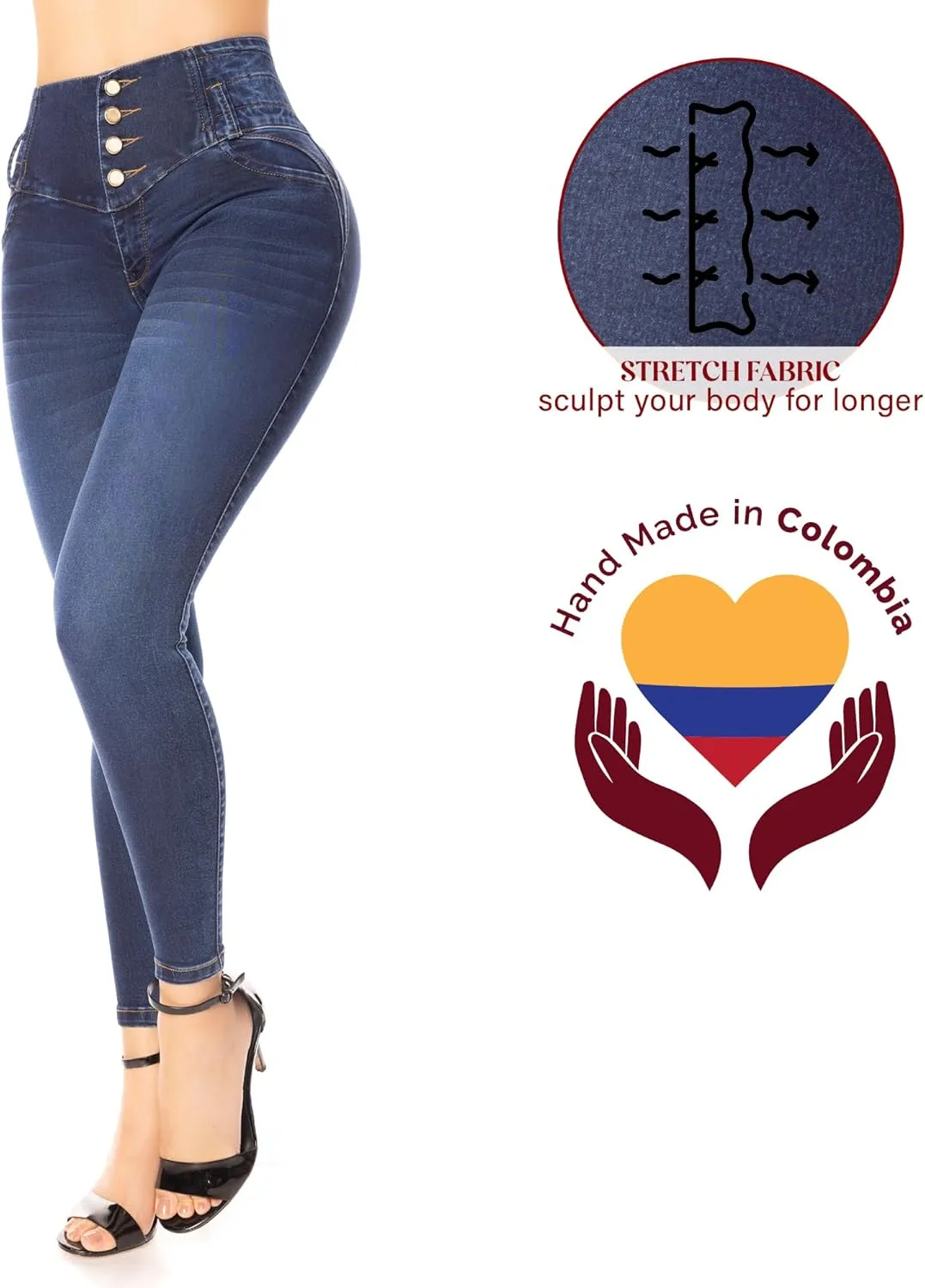 Bula, High Waist Butt Lifting Skinny Jeans - Shape wear Pantalones Colombianos Levanta Cola