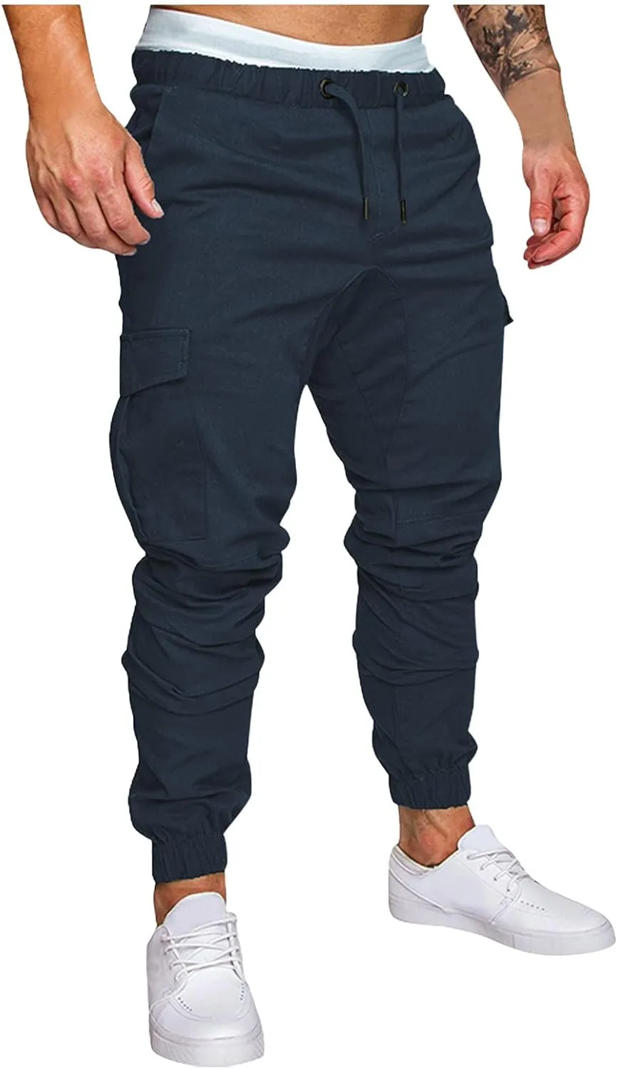Cargo Pants for Men Big and Tall Grey Pants Slim Fit Pants Mens Sweat Pants Cargo Pants for Men Solid Casual Multiple