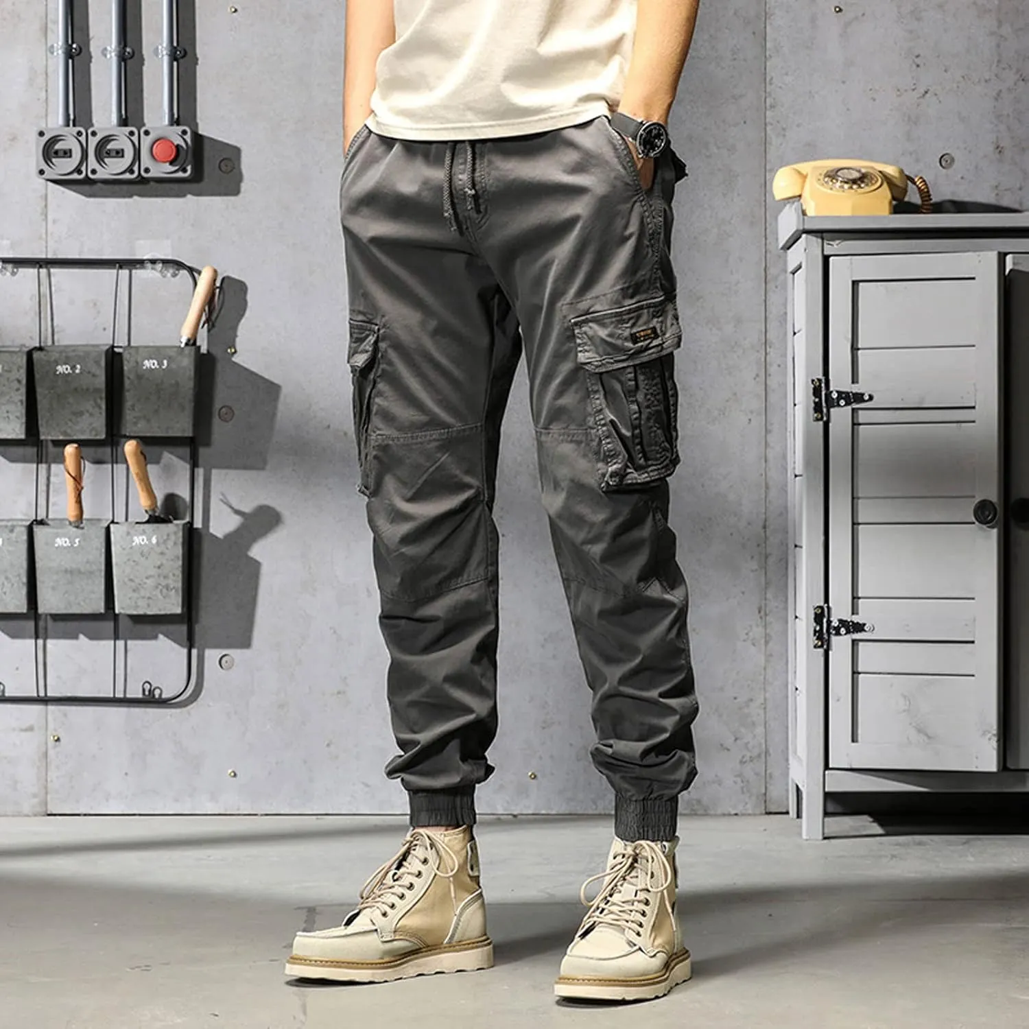 Cargo Pants for Men Joggers Pants Tactical Trousers with 6 Pockets Sports Hiking Work Pants Men's Hip Hop Harem Pants