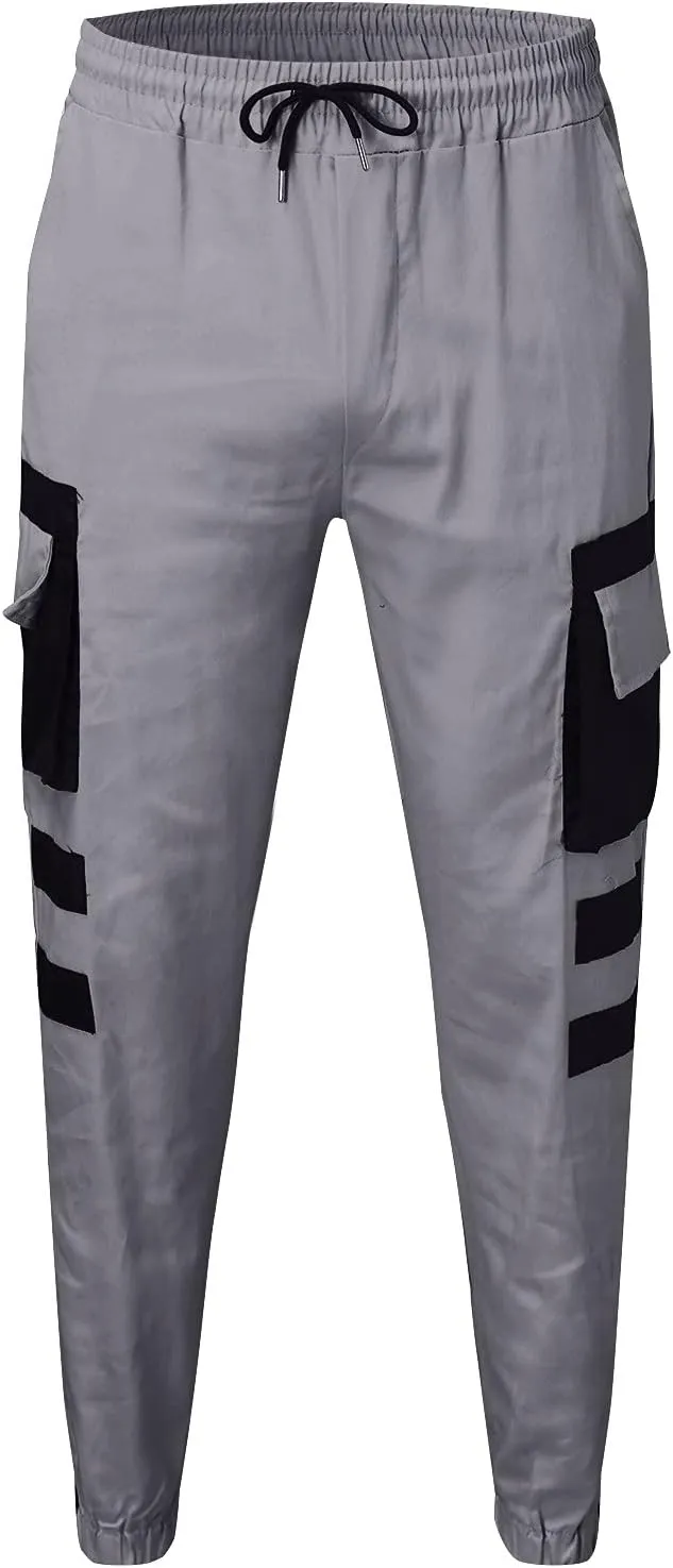 Cargo Pants for Men Relaxed Fit Mens Jogger Pants Drawstring Trousers Stretch Elastic Waist Outdoor Pants Sweatpants