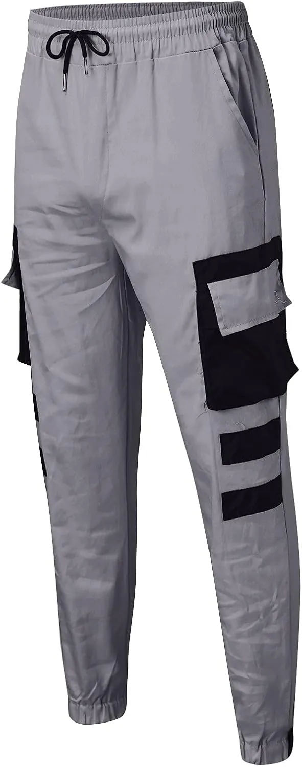 Cargo Pants for Men Relaxed Fit Mens Jogger Pants Drawstring Trousers Stretch Elastic Waist Outdoor Pants Sweatpants