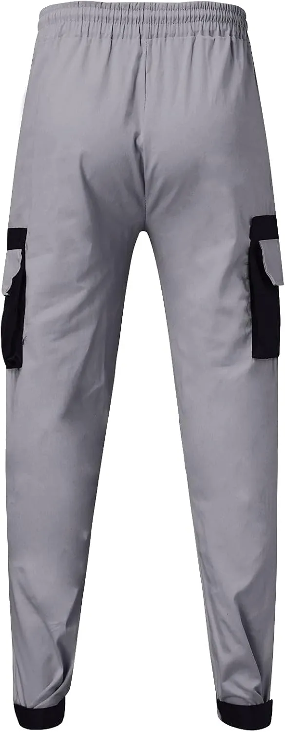Cargo Pants for Men Relaxed Fit Mens Jogger Pants Drawstring Trousers Stretch Elastic Waist Outdoor Pants Sweatpants