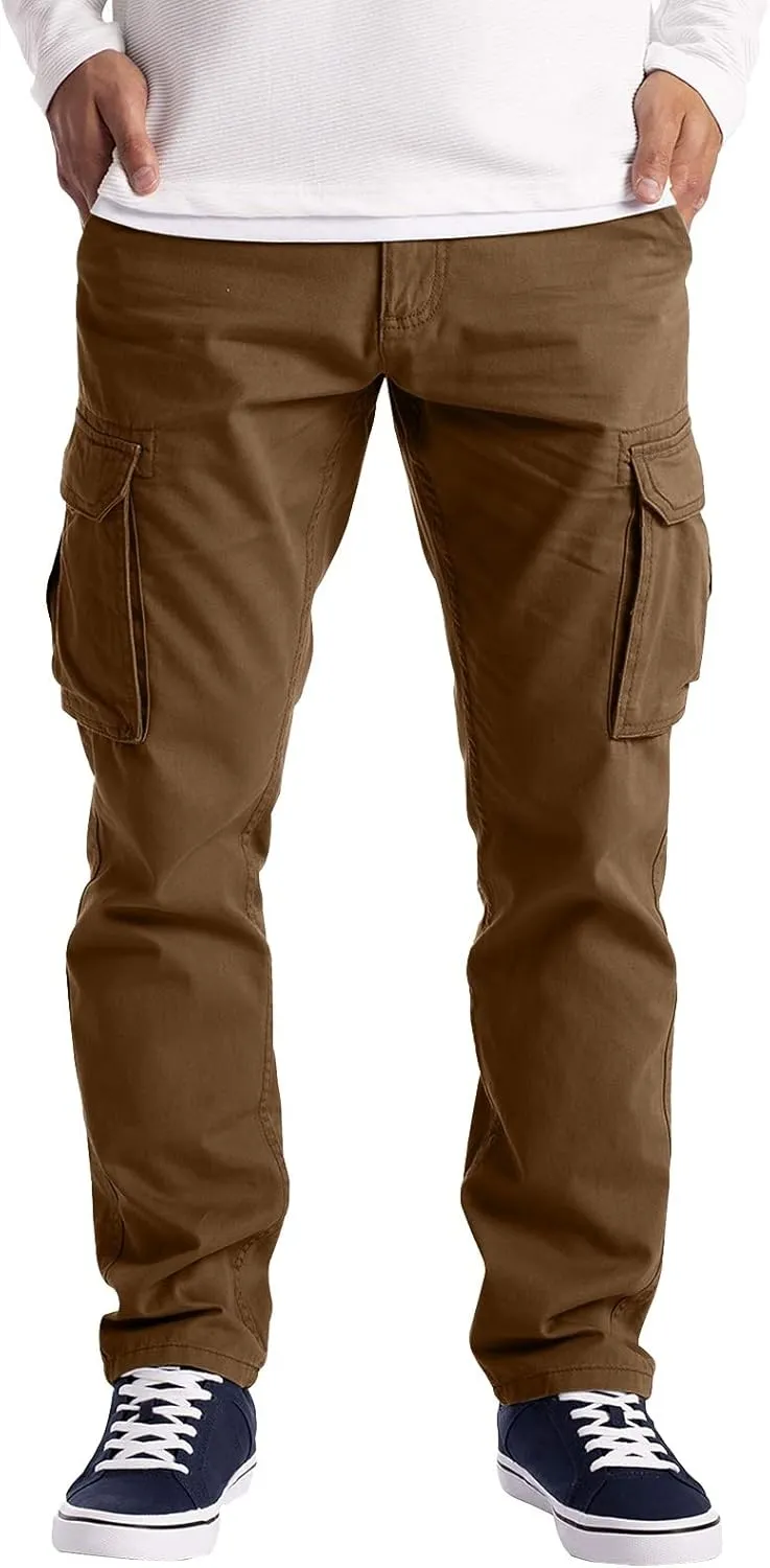 Cargo Pants for Men Relaxed Fit Pants Mens Cargo Sweatpants Heavyweight Fleece Jogger Pants Drawstring Sports Workout