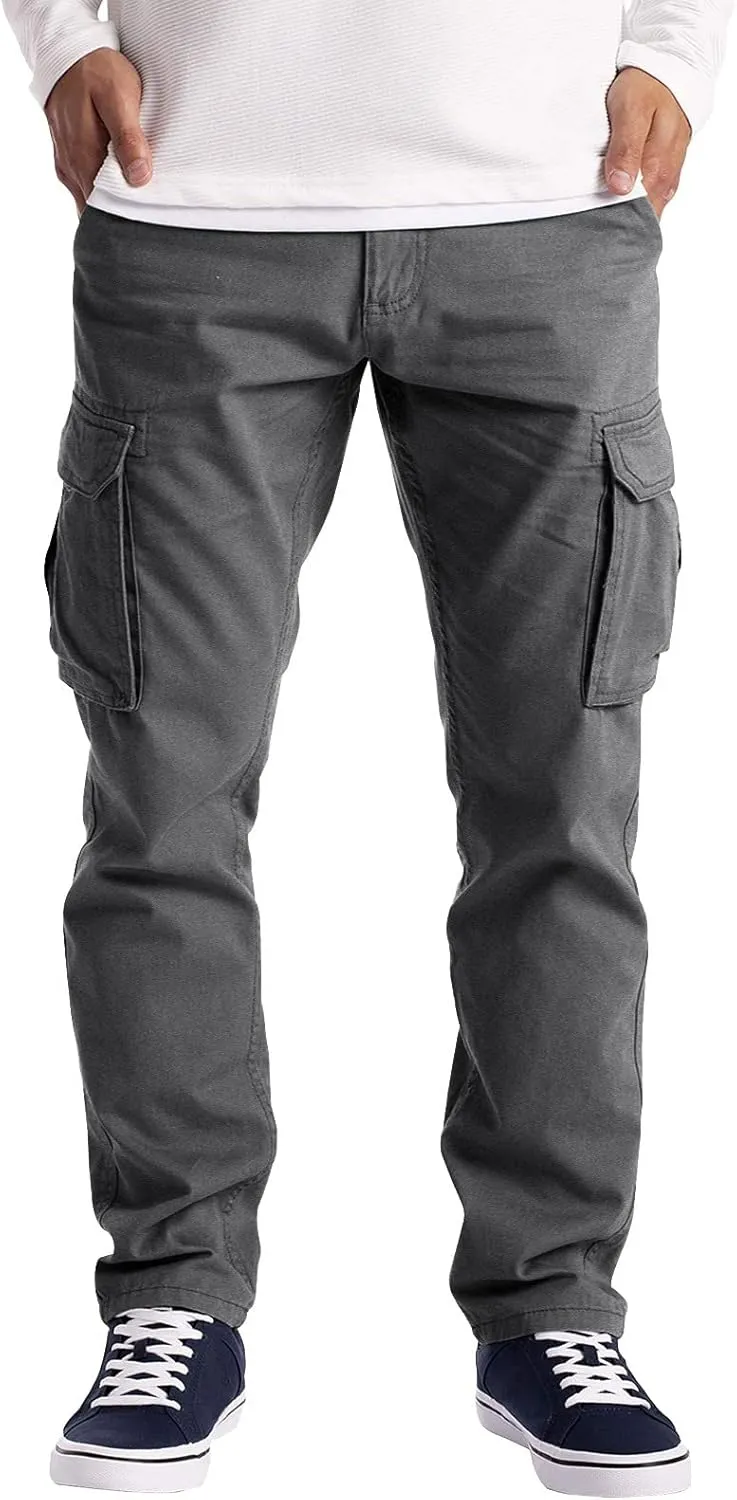 Cargo Pants for Men Relaxed Fit Pants Mens Cargo Sweatpants Heavyweight Fleece Jogger Pants Drawstring Sports Workout