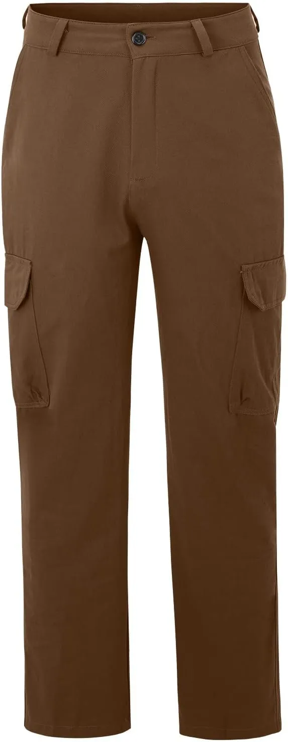 Cargo Pants for Men Relaxed Fit Pants Mens Cargo Sweatpants Heavyweight Fleece Jogger Pants Drawstring Sports Workout