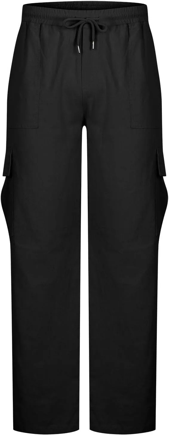 Cargo Pants for Mens Outdoor Casual Hiking Joggers Athletic Pants Drawstring Elastic Waist Loose Straight Sweatpants