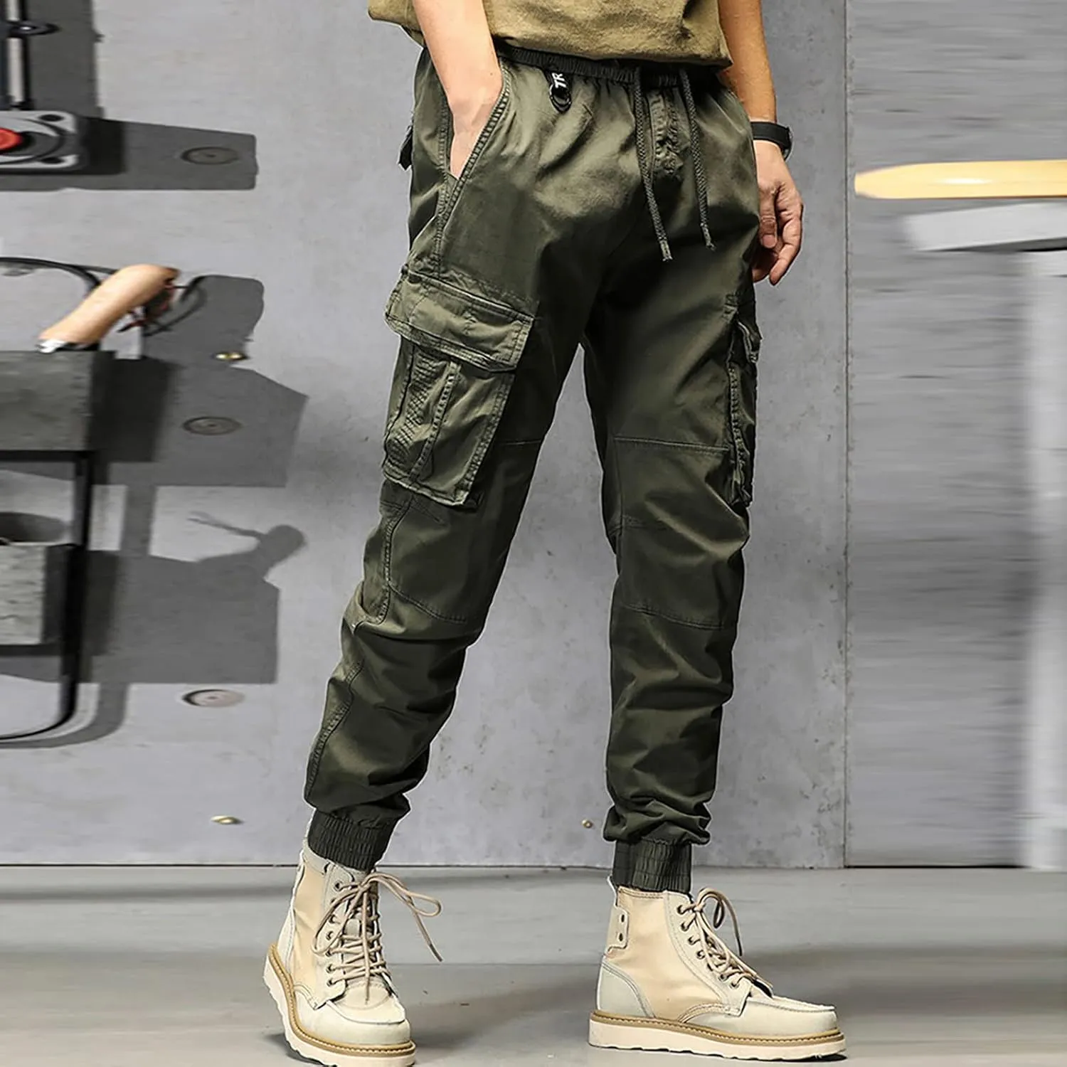 Cargo Sweatpants for Men Big and Tall Drawstring Elastic Waist Letter Graphic Street Cargo Pants Casual Joggers Pants