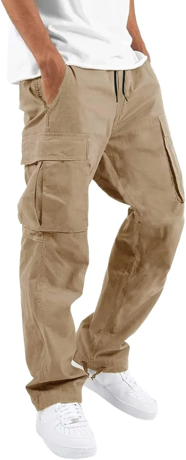 Cargo Sweatpants for Men Big and Tall Pants for Running Sweatpants Hiking Mens Sweatpants Casual Cotton Chinos Cargo