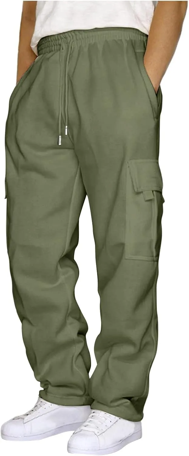 Cargo Sweatpants for Men Casual Pocket Sport Work Casual Trouser Pants Trousers Comfort Multi-Pocket
