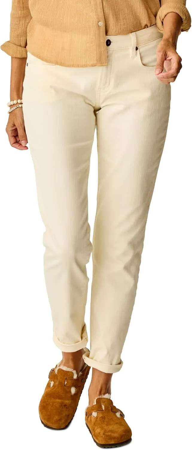 Carve Designs Carson High Rise Boyfriend Jeans for Women, Relaxed Organic Cotton, 10 Size Ecru