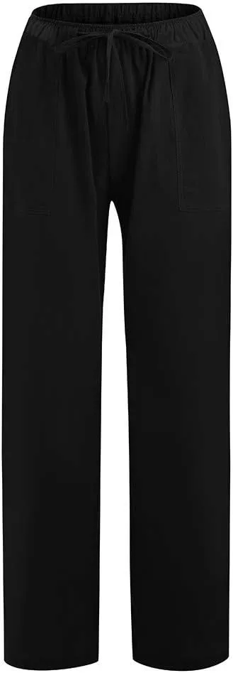 Casual Elastic Leg Drawstring Waist Pants Solid Long Women Wide Pants Loose Fitting Pants for Women Casual