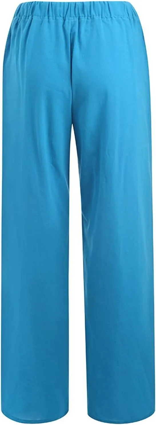 Casual Elastic Leg Drawstring Waist Pants Solid Long Women Wide Pants Loose Fitting Pants for Women Casual