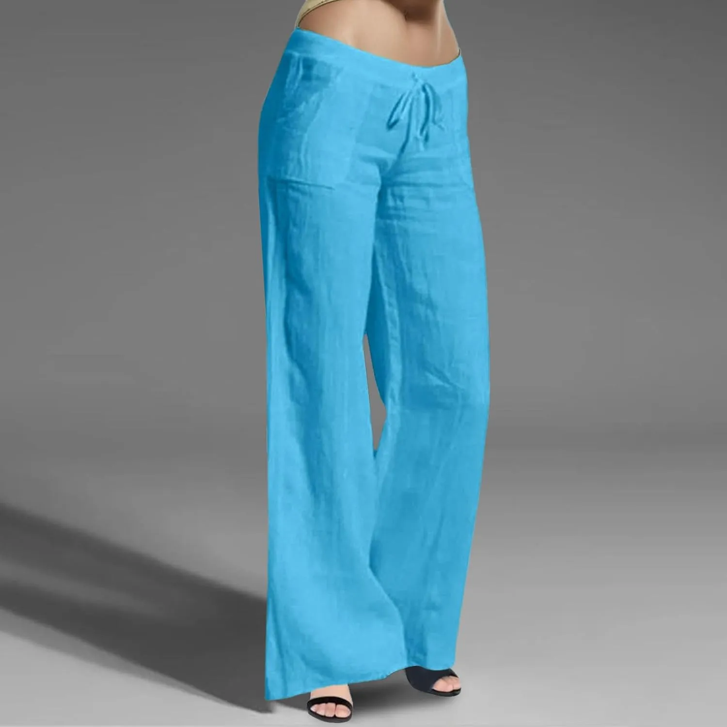 Casual Elastic Leg Drawstring Waist Pants Solid Long Women Wide Pants Loose Fitting Pants for Women Casual