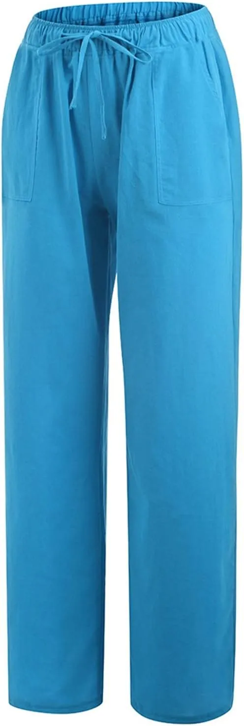 Casual Elastic Leg Drawstring Waist Pants Solid Long Women Wide Pants Loose Fitting Pants for Women Casual