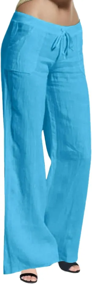 Casual Elastic Leg Drawstring Waist Pants Solid Long Women Wide Pants Loose Fitting Pants for Women Casual
