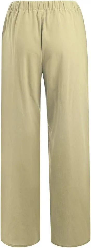 Casual Elastic Leg Drawstring Waist Pants Solid Long Women Wide Pants Loose Fitting Pants for Women Casual